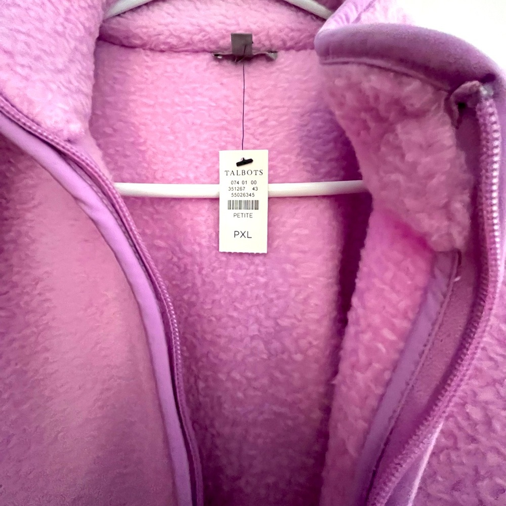 Talbots NWT Women's Lilac Fleece Zip Up Jacket Active Size Petite XL - Picture 2 of 4